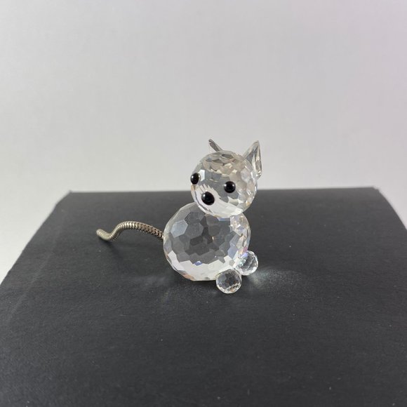 Swarovski Crystal Mini Cat Figurine 1982 metal Chain Austria 1.25 inches - Picture 2 of 9